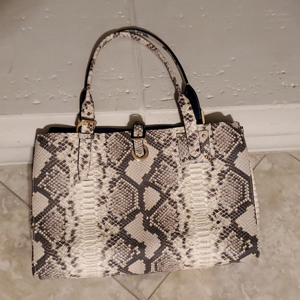Italian Gen Leather Python Print Large Purse - image 6